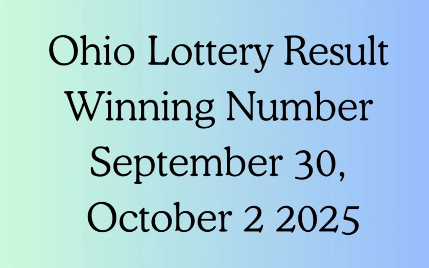 Ohio Lottery Result Winning Number September 30 October 2 2025