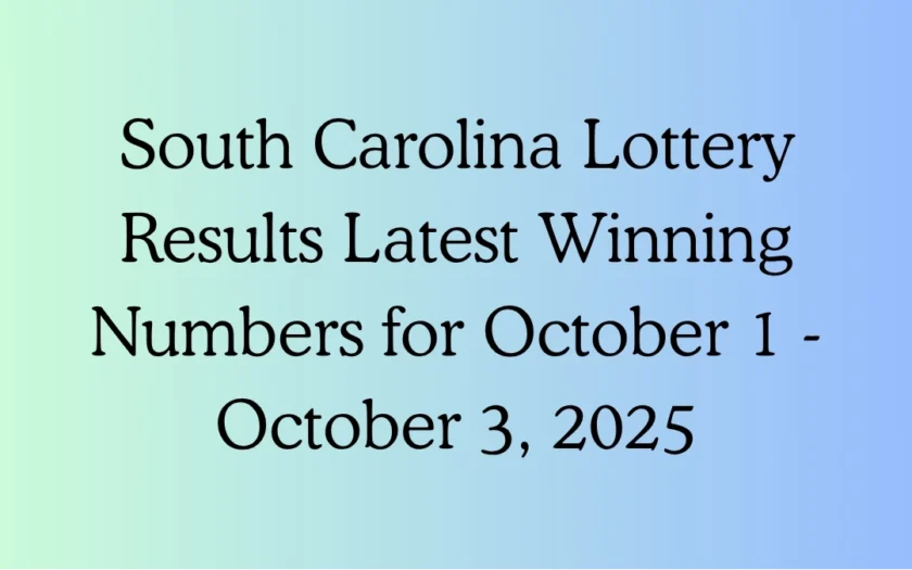 SC Lottery Result Winning Numbers for October 1 October 3, 2025